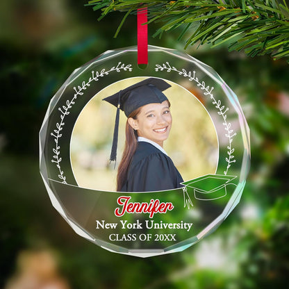 Personalized Graduate Glass Christmas Ornament 2025, Picture Graduation Ornament Gift for Congrats