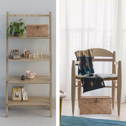 Hipiwe Wicker Shelf Baskets Storage Bin with Lid Handwoven Seagrass Basket