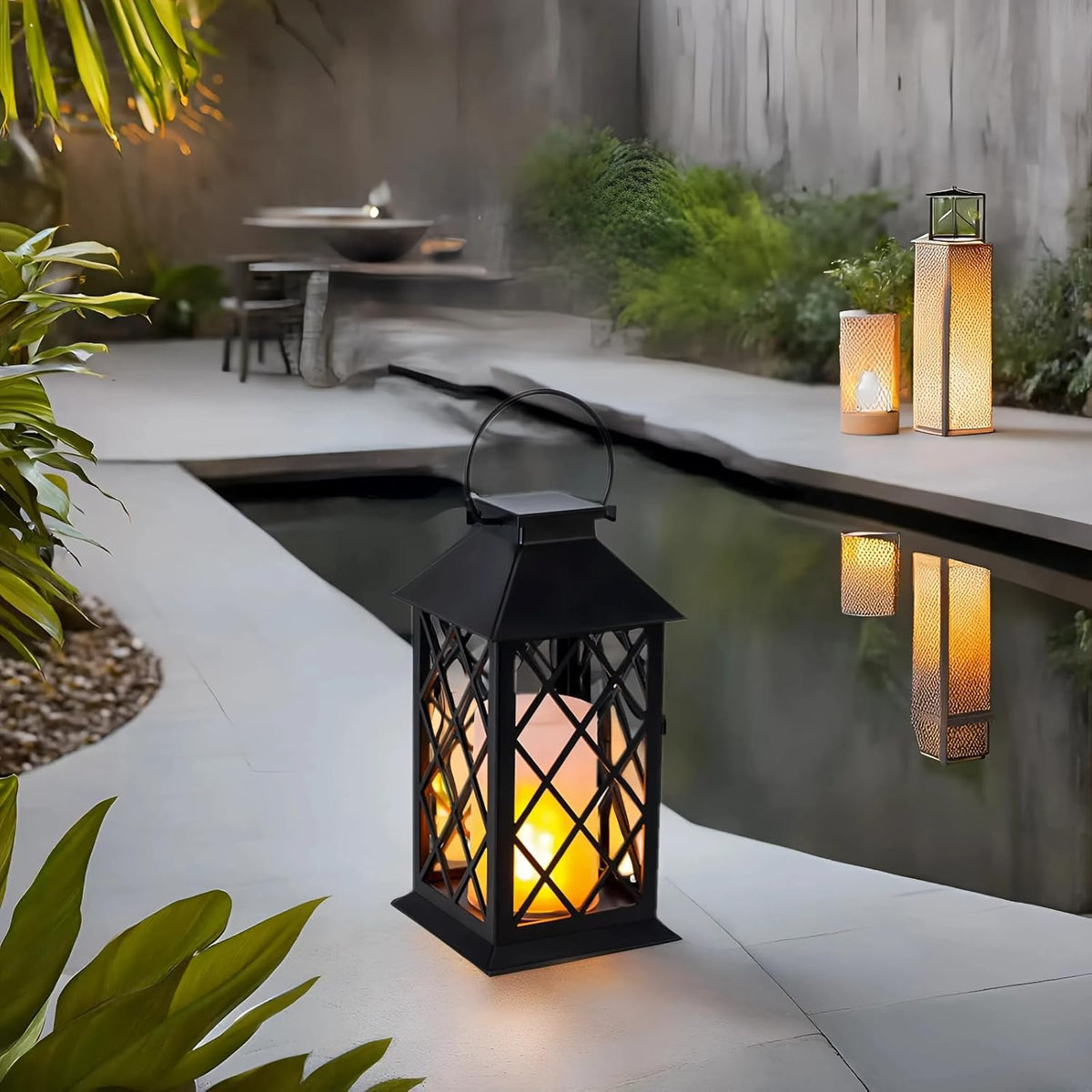 Simplelight 11 Inch Decorative Lanterns-IP44 Waterproof Outdoor Hanging Lantern, Battery Operated