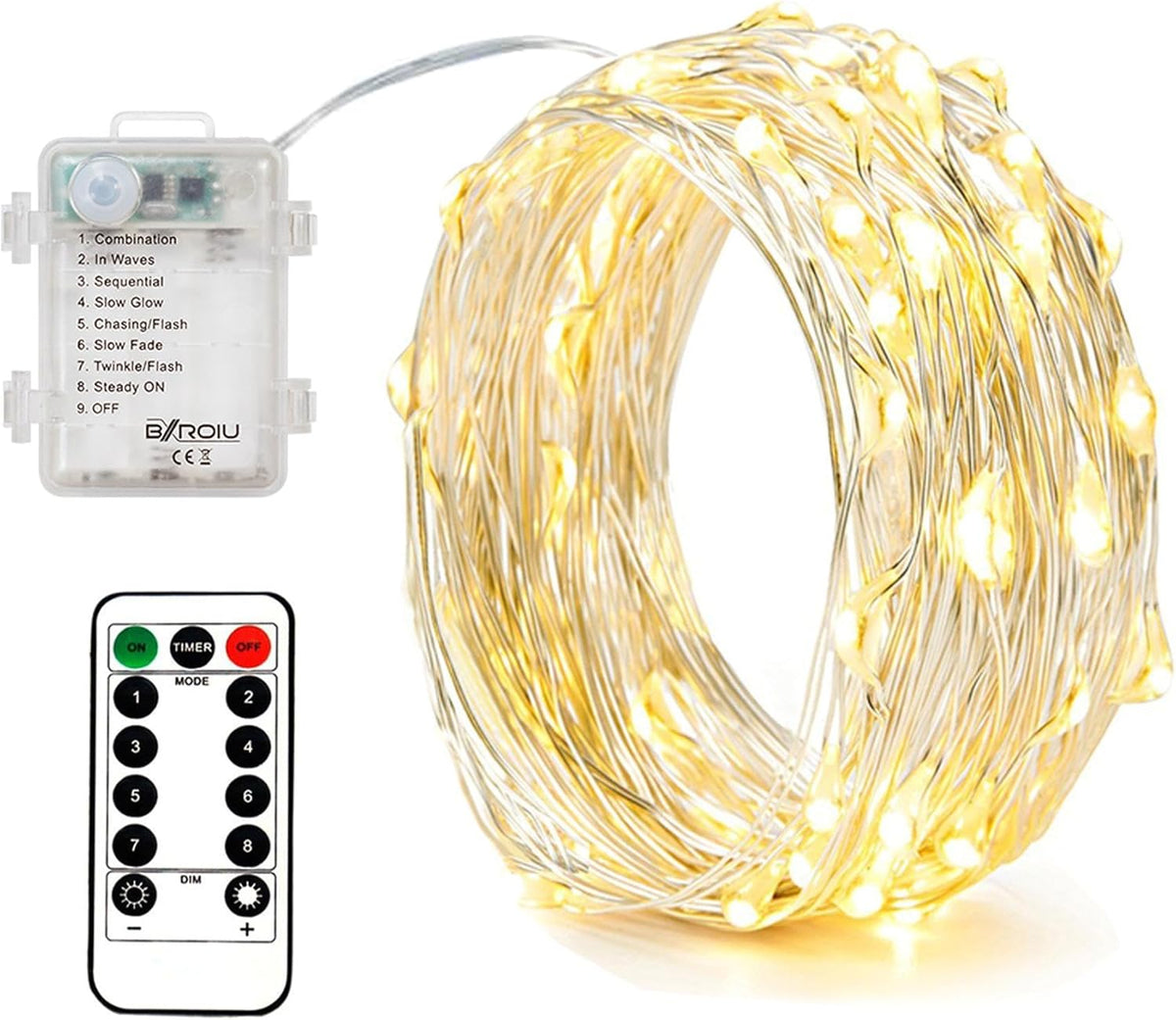 4 Pack Battery Operated Fairy String Lights, 8 Modes 5M Silver Wire with Remote & Timer - 50 LEDs
