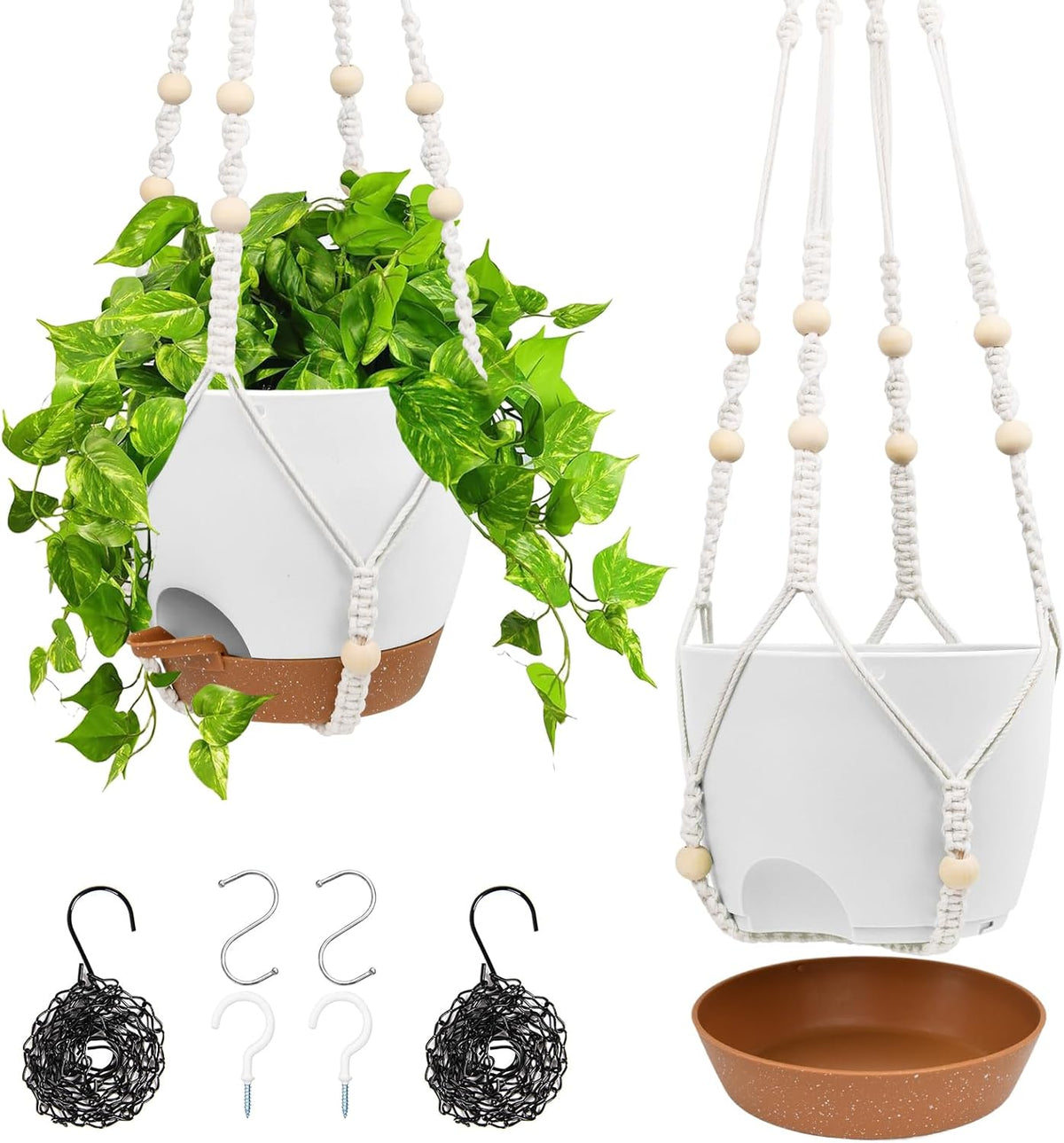 Hanging Planters for Indoor Outdoor Plants, 2 Pack Self Watering Hanging Pots, Hanging Plant