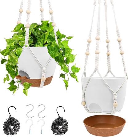 Hanging Planters for Indoor Outdoor Plants, 2 Pack Self Watering Hanging Pots, Hanging Plant