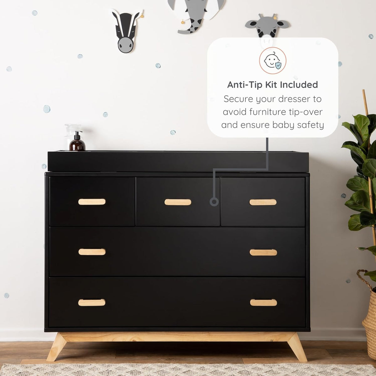 dadada Soho 5-Drawer Dresser for Nursery and Bedroom - Modern Design, Large Storage, Baby-Safe