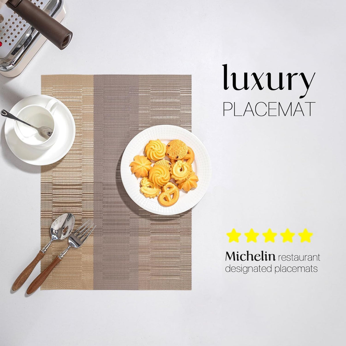 LEXMORE PlaceMats Set of 12 Vinyl/Plastic Woven Place Mats for Kitchen Table Indoor/Outdoor