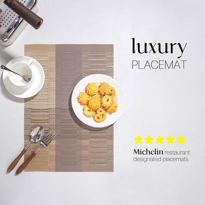 LEXMORE PlaceMats Set of 12 Vinyl/Plastic Woven Place Mats for Kitchen Table Indoor/Outdoor