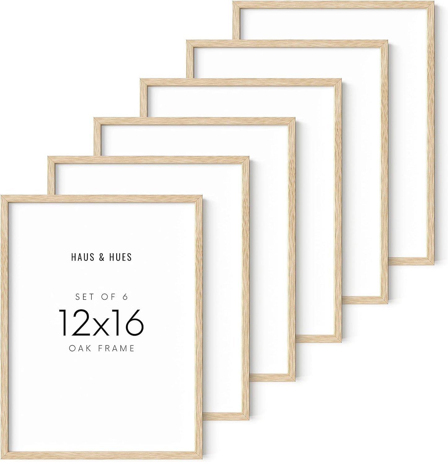 HAUS AND HUES 12"x16" Beige Oak Wood Picture Frame Set of 6-12x16 Wood Picture Frame, 12x16 Frames
