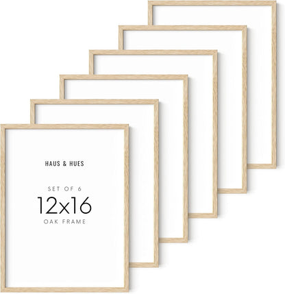 HAUS AND HUES 12"x16" Beige Oak Wood Picture Frame Set of 6-12x16 Wood Picture Frame, 12x16 Frames
