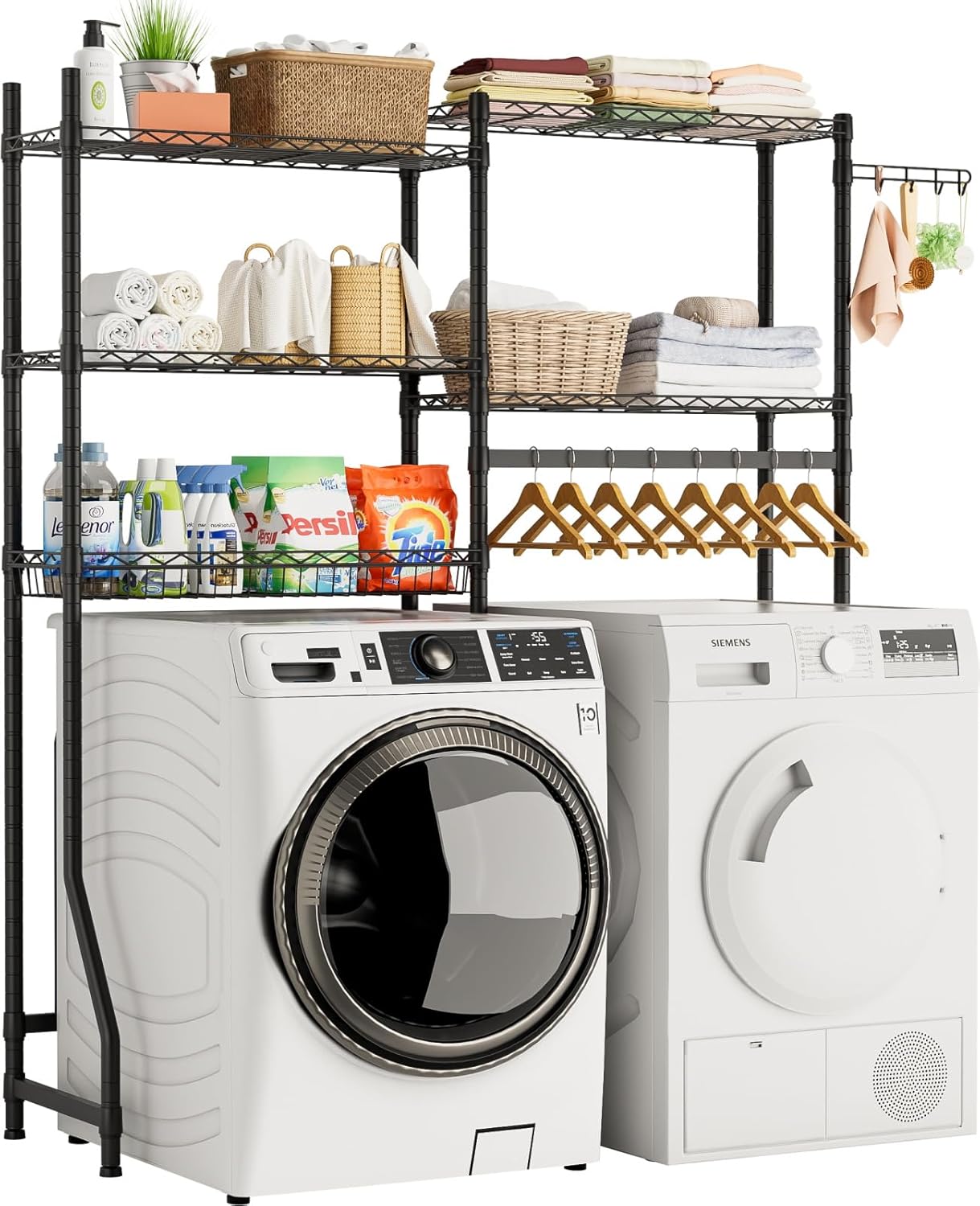 Over Washer and Dryer Shelves,Heavy Duty Laundry Room Storage Organization Clothes Drying Rack,5