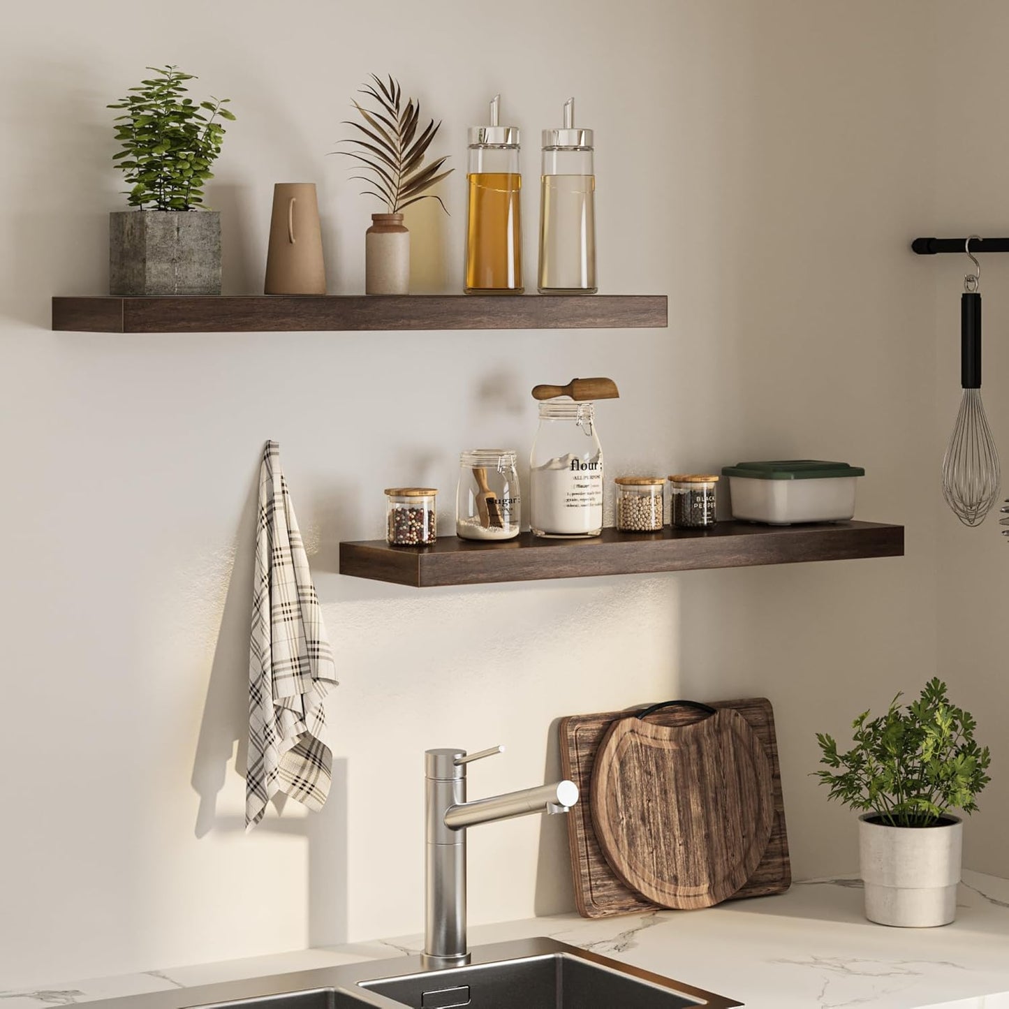 Floating Shelves for Wall, 36" W x 8" D x 1.5" H, Wooden Wall Mounted Display Shelves with
