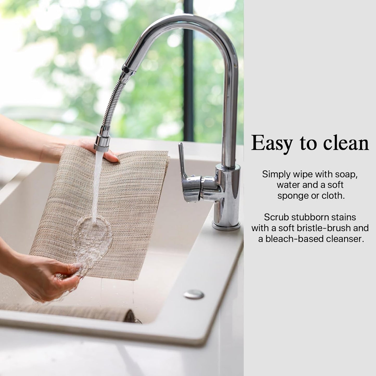 Placemats Set of 4 - Easy Clean Woven Vinyl Placemats for Dining Table, Indoor/Outdoor Place Mats