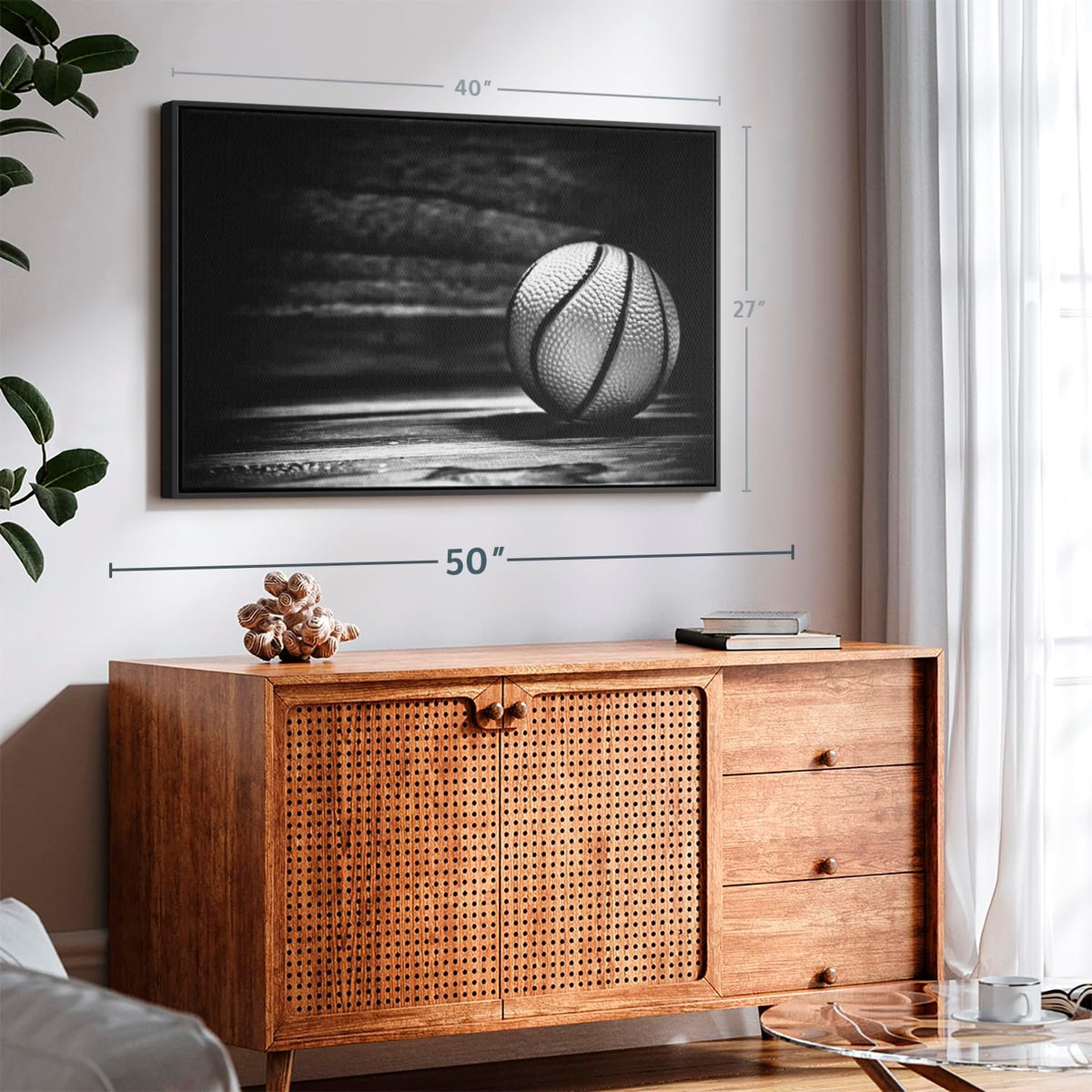 ElephantStock Basketball Wall Art - Horizontal Framed Canvas - 1-Piece Hallway Wall Decor