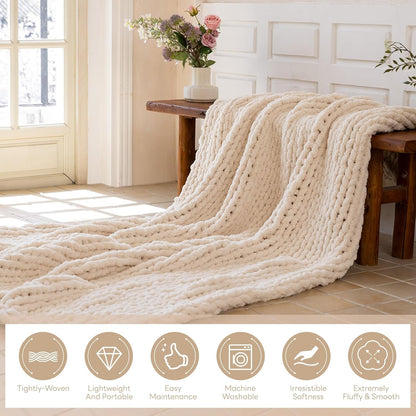Chunky Knit Blanket - Luxury Soft Cozy 40 * 50 Throw Blanket,100% Woven Blanket Rope Knot Throw