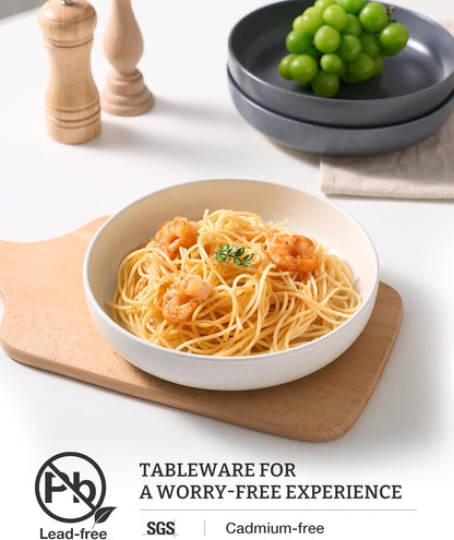 famiware Milkyway 33 oz Bowl Set, Pasta Bowls Set of 4, Salad Bowls, Double Reactive Glaze, Sturdy