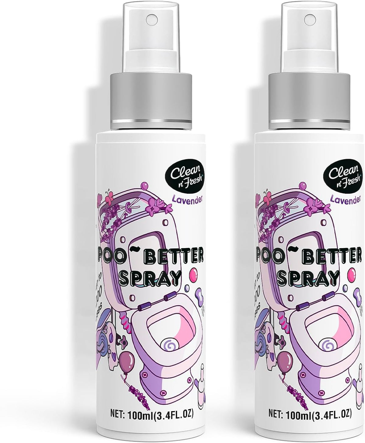 Clean-n-Fresh Toilet Spray for Poop, Lavender 6.8 Fl.Oz, Air Freshener Bathroom Spray, Odor