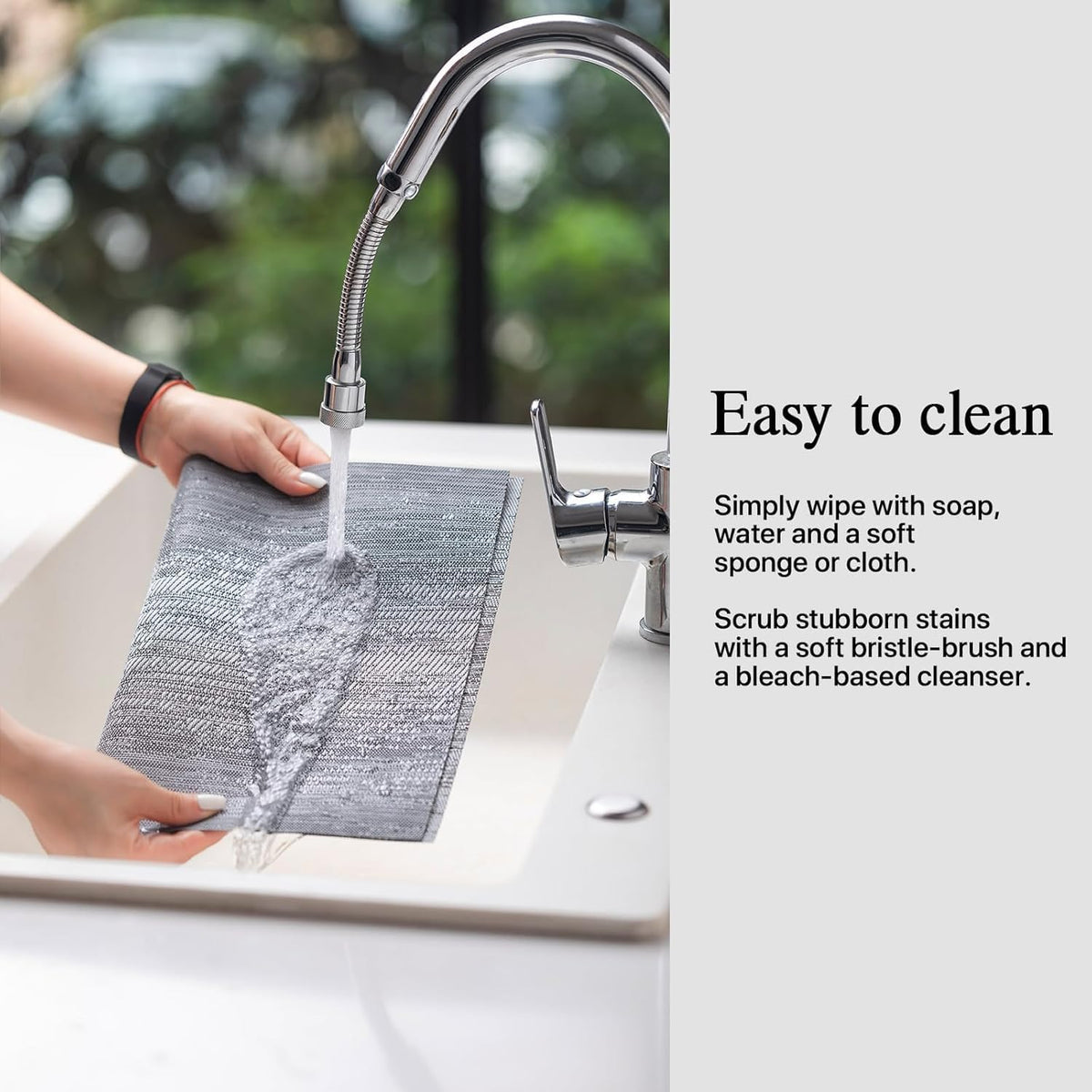 Placemats Set of 8 - Easy Clean Woven Vinyl Placemat for Dining Table, Indoor/Outdoor Place Mats