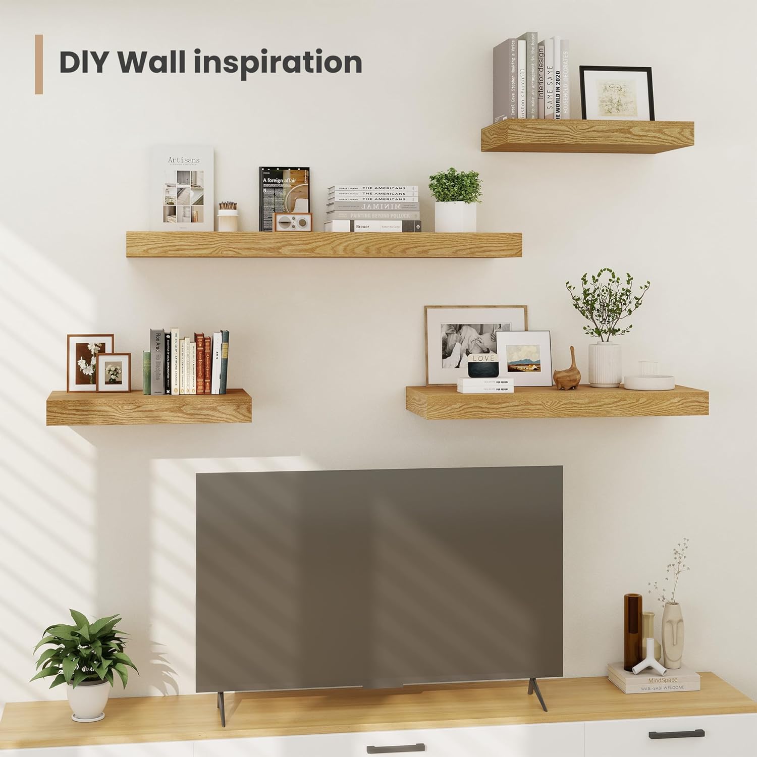 Heimlove 12" Deep Floating Shelves, 36 x 12 Inch Wall Mounted Long Floating Shelf with Invisible