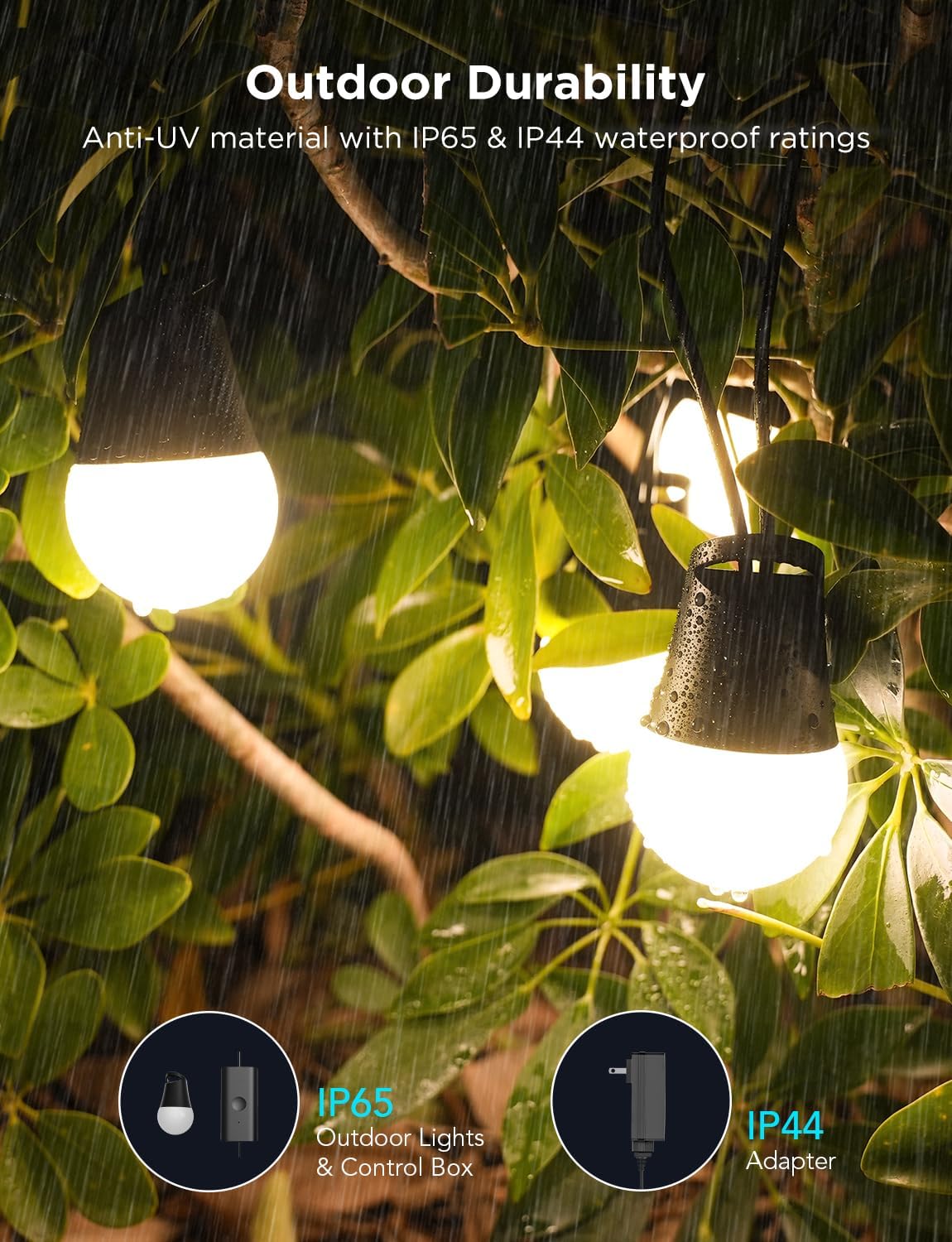 Govee Smart Outdoor String Lights 2, 96ft RGBIC Outdoor Lights with Dimmable Warm White LED Bulbs
