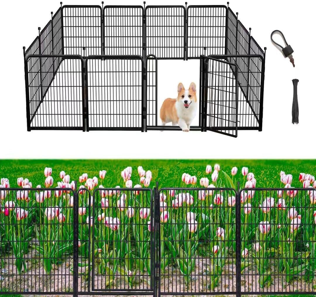 Garden Fencing 40 inch High, 14 Panels Total 31 Ft(L), Gate 21 inches Wide with Low Sills. Fencing