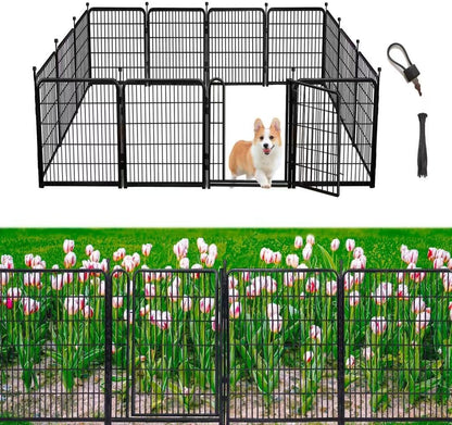 Garden Fencing 40 inch High, 14 Panels Total 31 Ft(L), Gate 21 inches Wide with Low Sills. Fencing