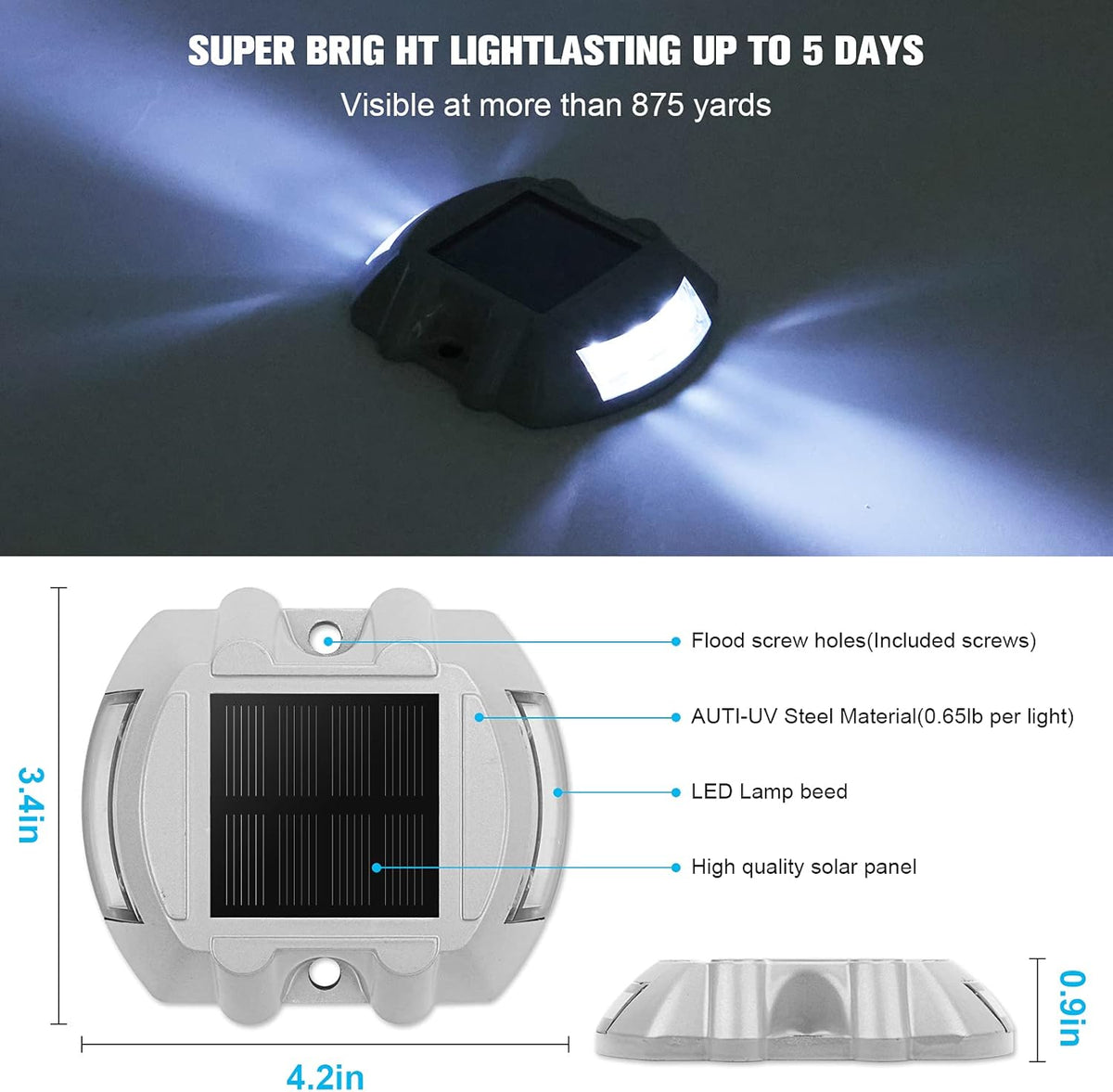 VOLISUN Solar Deck Lights Driveway Dock Lights, 12-Pack Led IP67 Waterproof Outdoor Warning Step