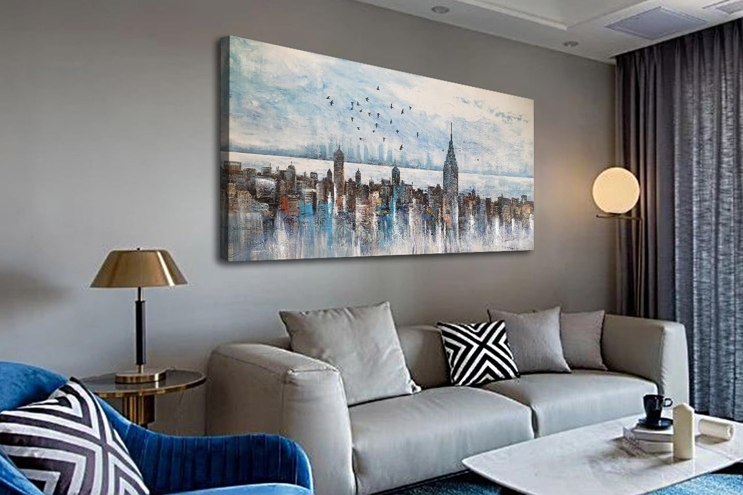 Arjun Cityscape Wall Art New York City Skyline Buildings Picture Modern Abstract Grey NYC Skyline