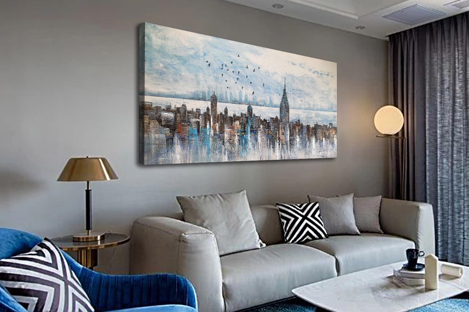 Arjun Cityscape Wall Art New York City Skyline Buildings Picture Modern Abstract Grey NYC Skyline