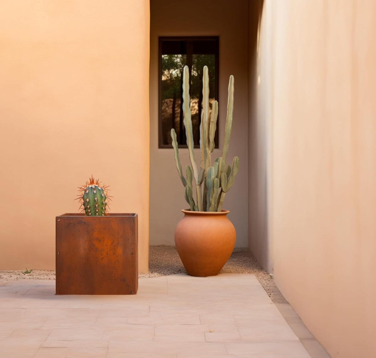 DIY CARTEL Corten Steel Cube Outdoor Planter Box, Rustic & Modern Farmhouse Design, Large Raised