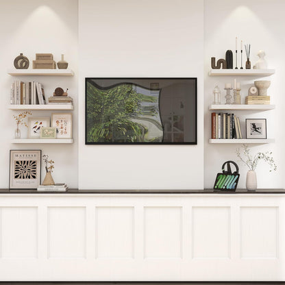 Heimlove 24 inch Floating Shelves for Wall,9.3 inch deep White Wood Shelves with Invisible