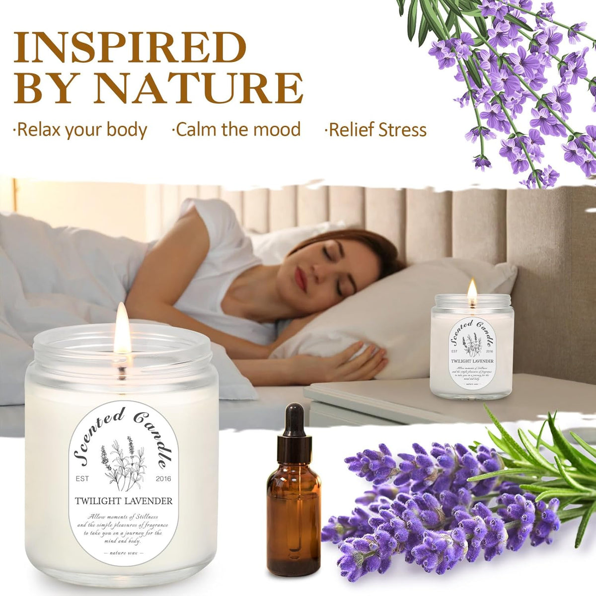 4 Pack Candles for Home Scented, Lavender Candles, 28 oz 200 Hour Long Lasting Aromatherapy Candle