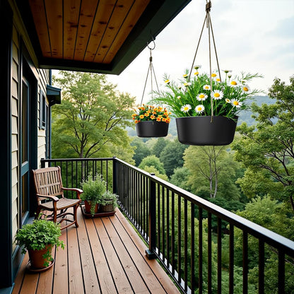 10.7 Inch Hanging Planter for Outdoor Indoor Plants，2 Pack Hanging Flower Pots with Drain Holes for