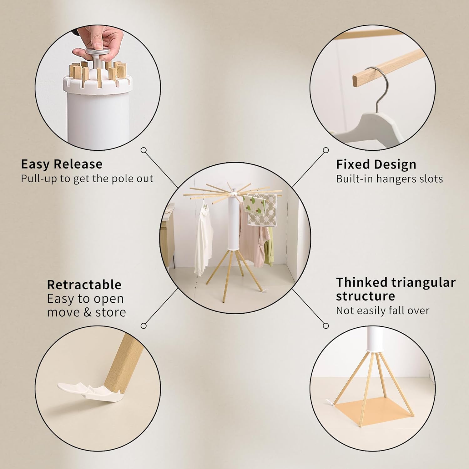 Clothes Drying Rack 4 Legs,Laundry Hanger Dryer Rack,Portable Drying Rack,Foldable Drying