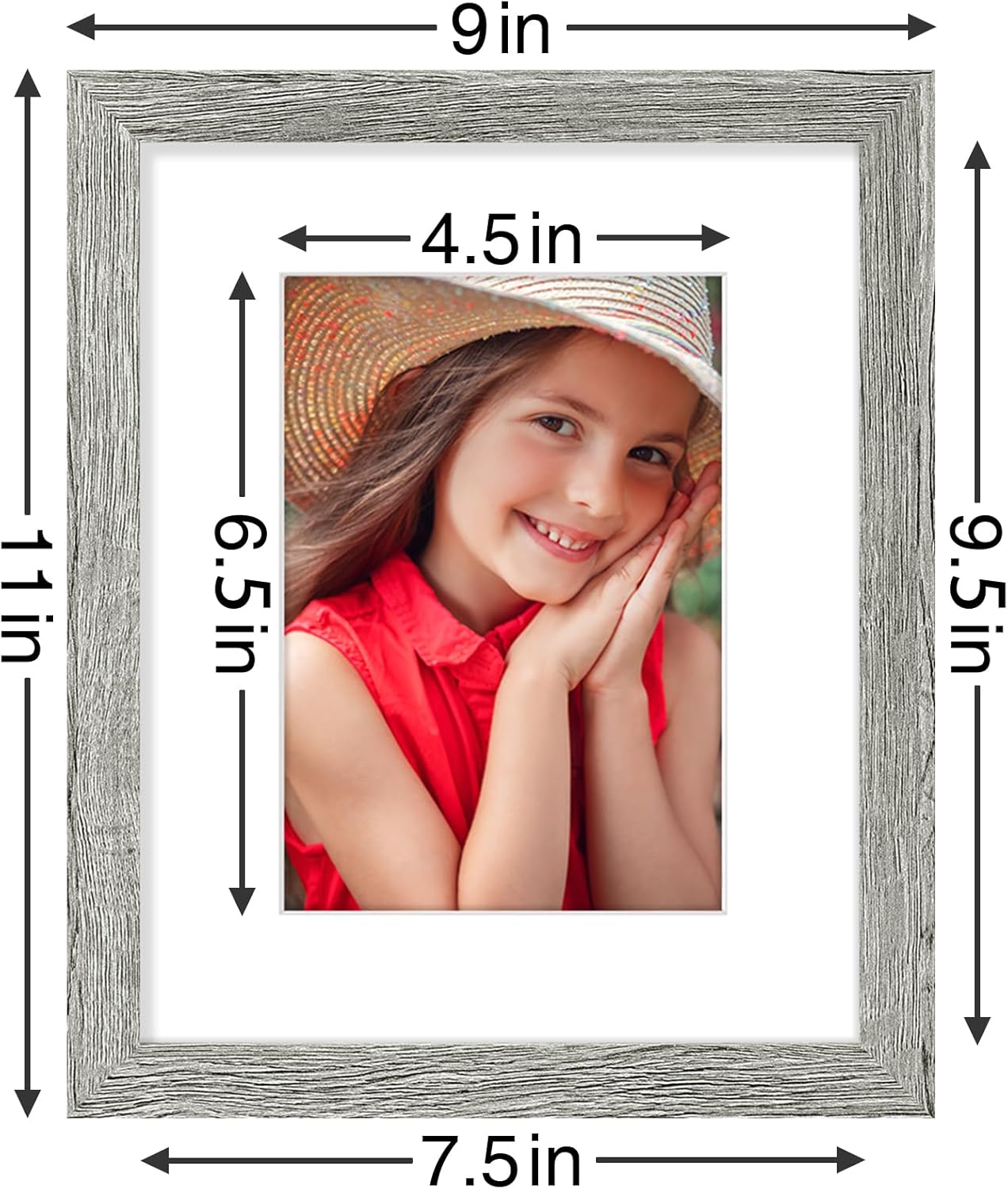 Vittanly 8x10 Picture Frames Set of 9, Shatter Resistant Plexiglass, Display 5x7 Pictures with Mat