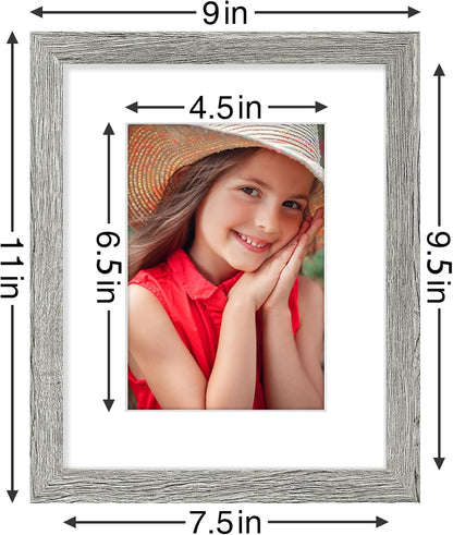 Vittanly 8x10 Picture Frames Set of 9, Shatter Resistant Plexiglass, Display 5x7 Pictures with Mat