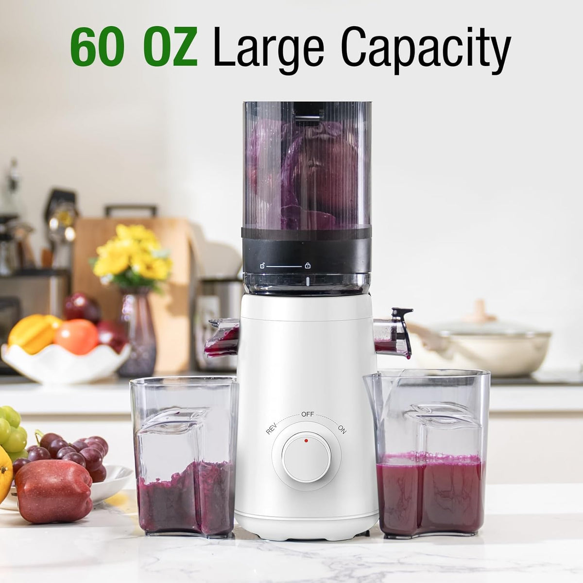 Juicer Machines, TUUMIIST Cold Press Juicer with 5.3" Extra Large Feed Chute Fit Whole Fruits &