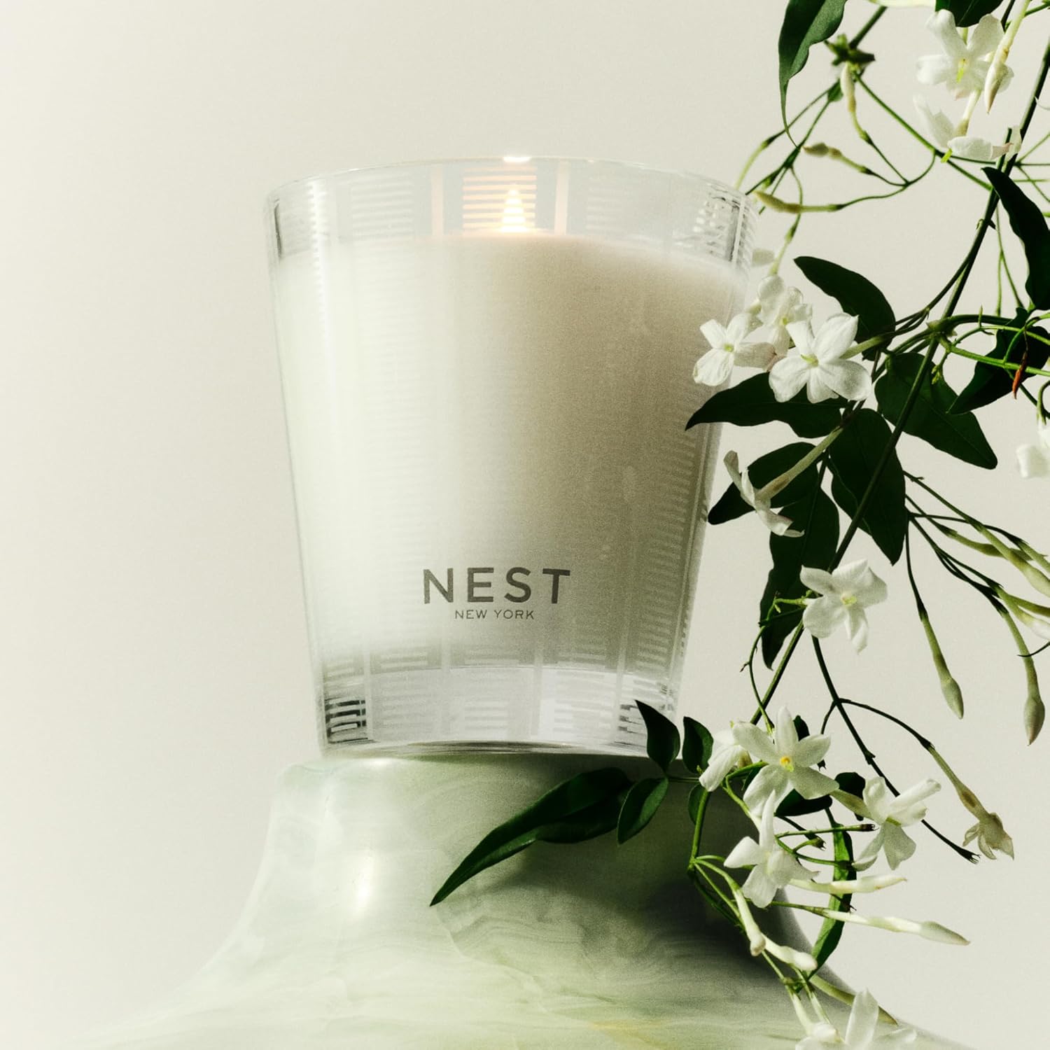 NEST New York Scented Classic Candle, Indian Jasmine - 8.1 oz - Up to 60-Hour Burn Time - Reusable