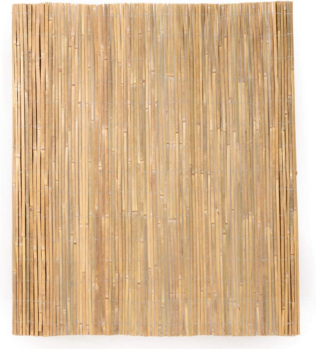 Mininfa Natural Bamboo Slat Screening, Eco-Friendly Privacy Slat Fence, Bamboo Screen Panel Roll
