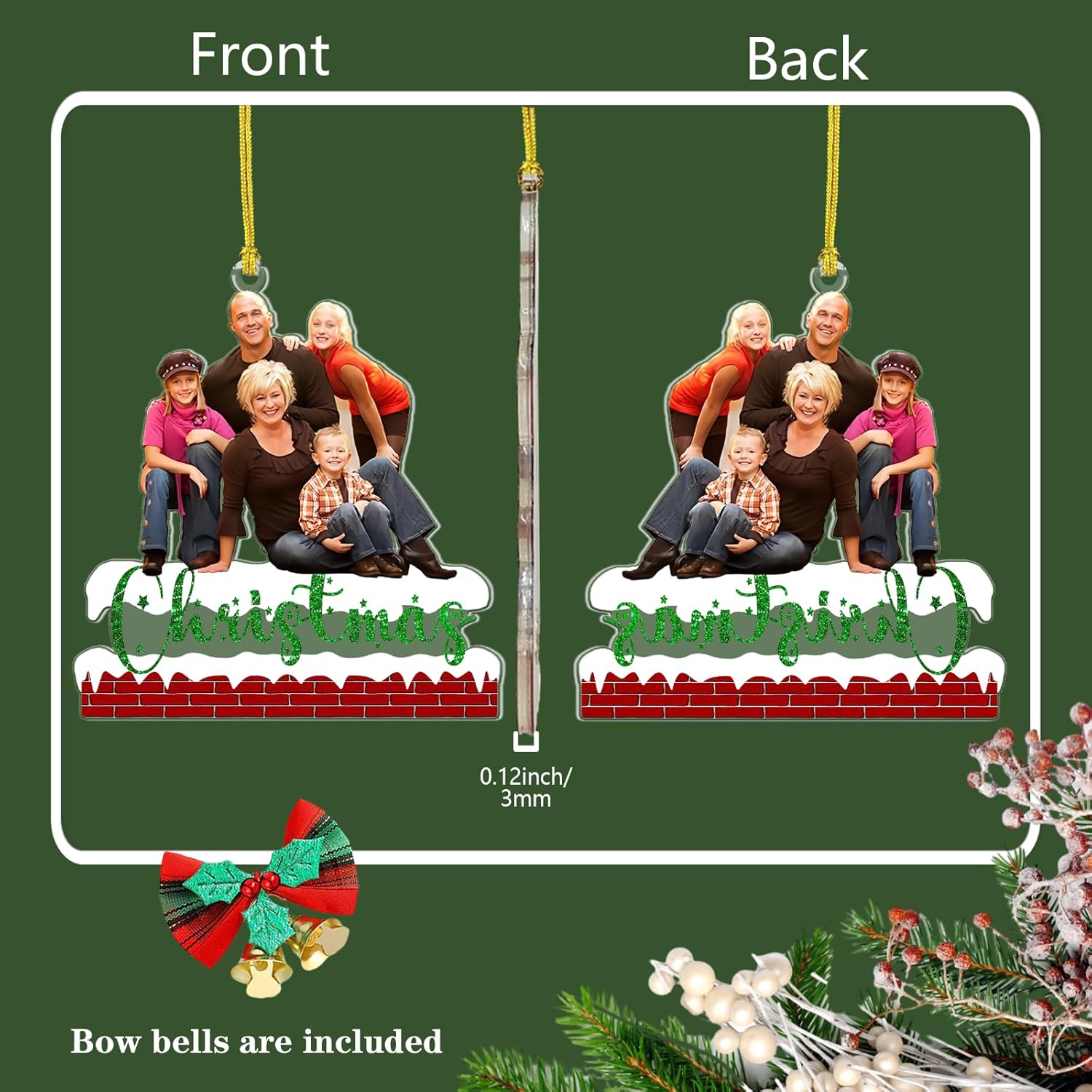 Personalized Christmas Ornament 2025, Photo Acrylic Customized Family Baby's Frist Christmas