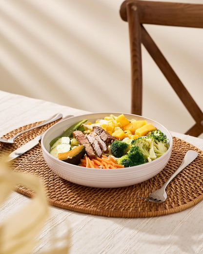 famiware Milkyway 33 oz Bowl Set, Pasta Bowls Set of 4, Salad Bowls, Double Reactive Glaze, Sturdy