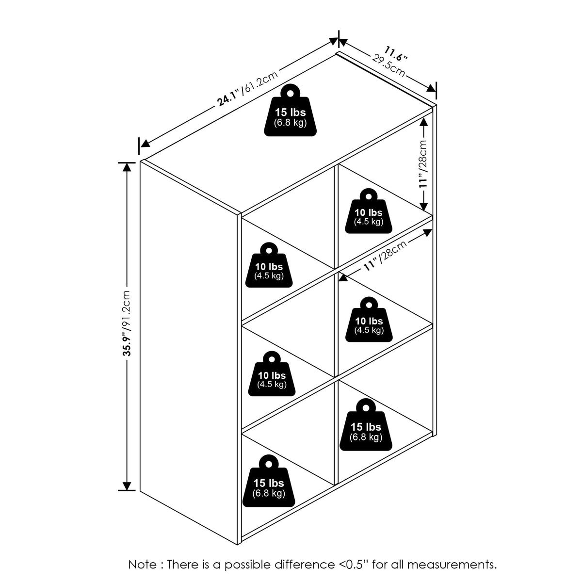 Furinno PELLI Closet Organizers and Storage, 6-Cube Closet Organizer, Open Shelf Closet Storage