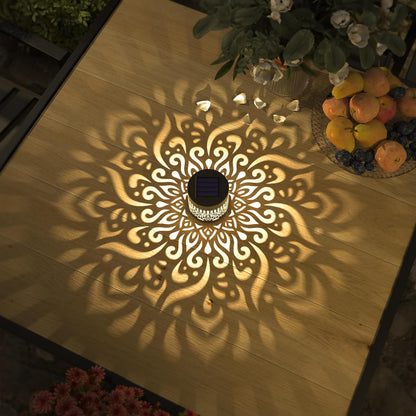 2 Pack Solar Fence Lights Metal Solar Powered Outdoor Deck Step Wall Lights Mandala Theme
