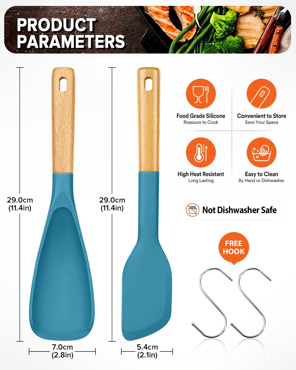 Cooking Spoon and Scraper for Nonstick Cookwares, Great for Cooking and Serving Durable BPA-Free