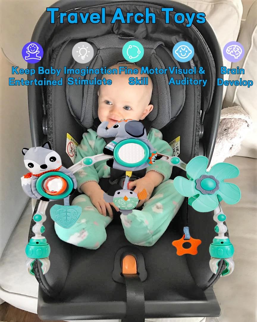 Baby Stroller Arch Mobile, Adjustable Musical Arch Toys Mobile for Crib with Universal Clamps