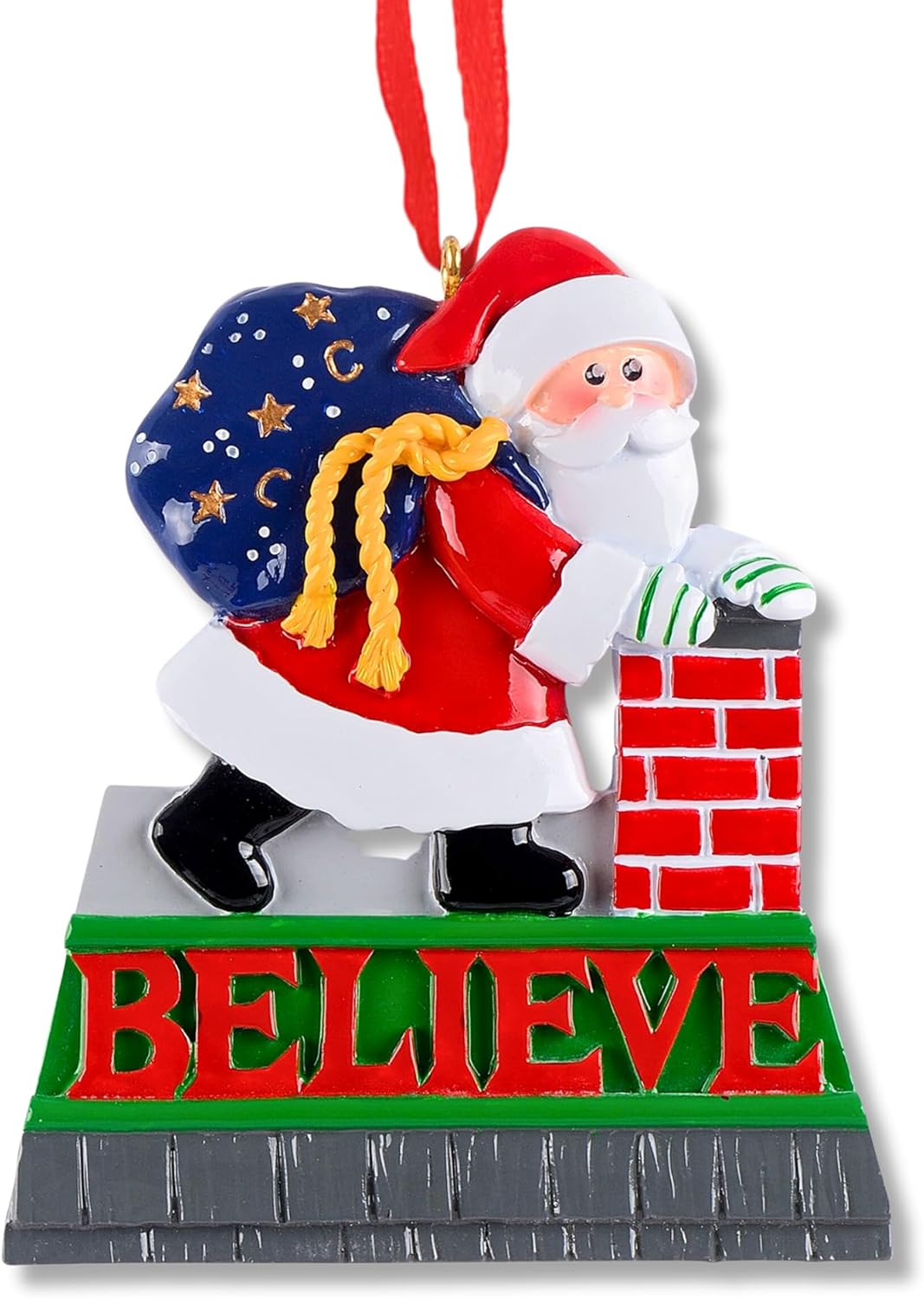 3D Toddler Ornaments for Christmas Tree 2025 - Believe Santa in Chimney Ornament for Kids Ornament