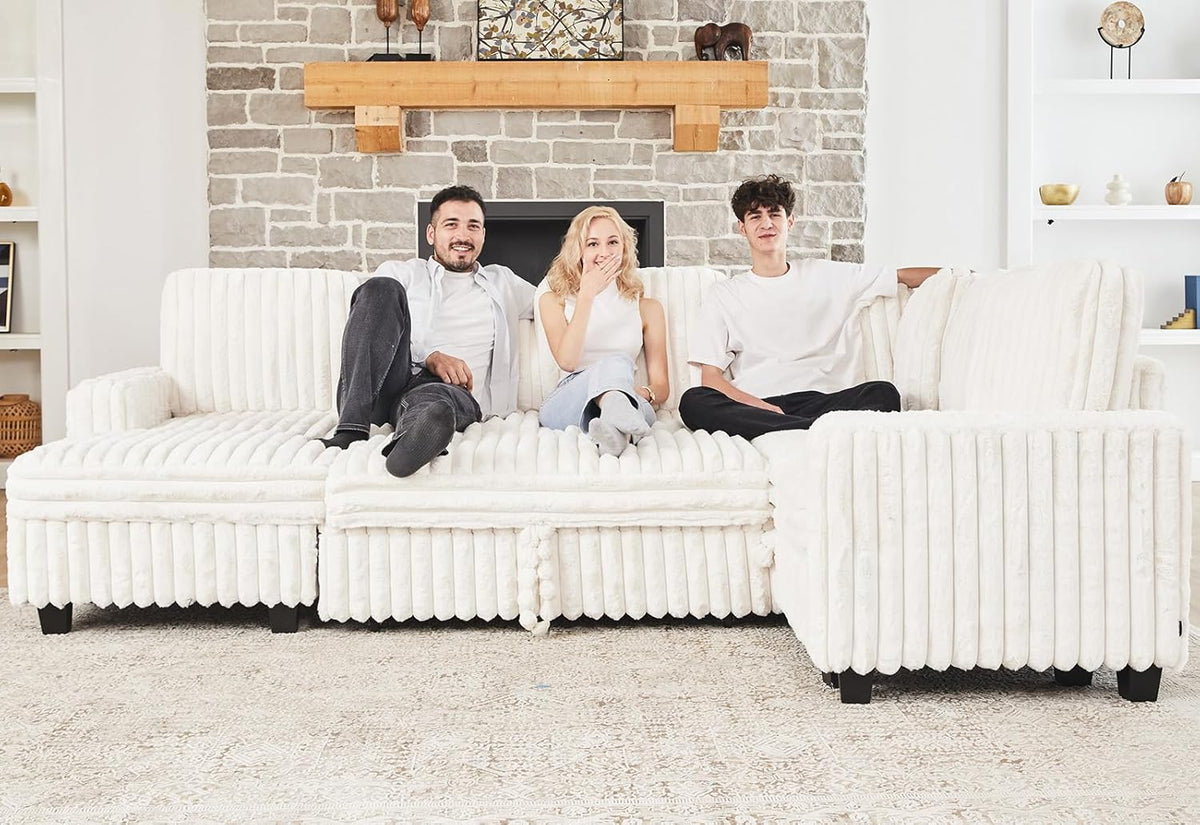 Belffin Corduroy Sleeper Sofa Bed with Storage Chaise Modular Sectional Sofa Couch with Pull Out