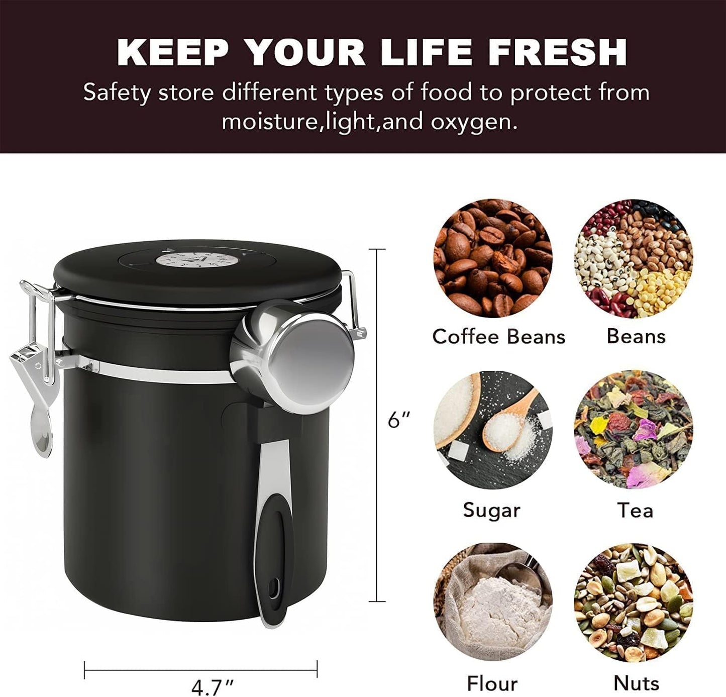 ShanSon Coffee Canister Airtight Coffee Container Stainless Steel Coffee Bean Storage Container