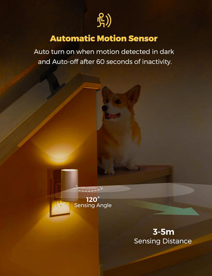 L LOHAS LED Motion Sensor Nightlight, Amber Night Light, [2 Pack] Motion Activated Night Light