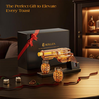 Kollea Whiskey Decanter Set with Grenade-Shaped Shot Glasses, Anniversary Birthday Gifts for Men