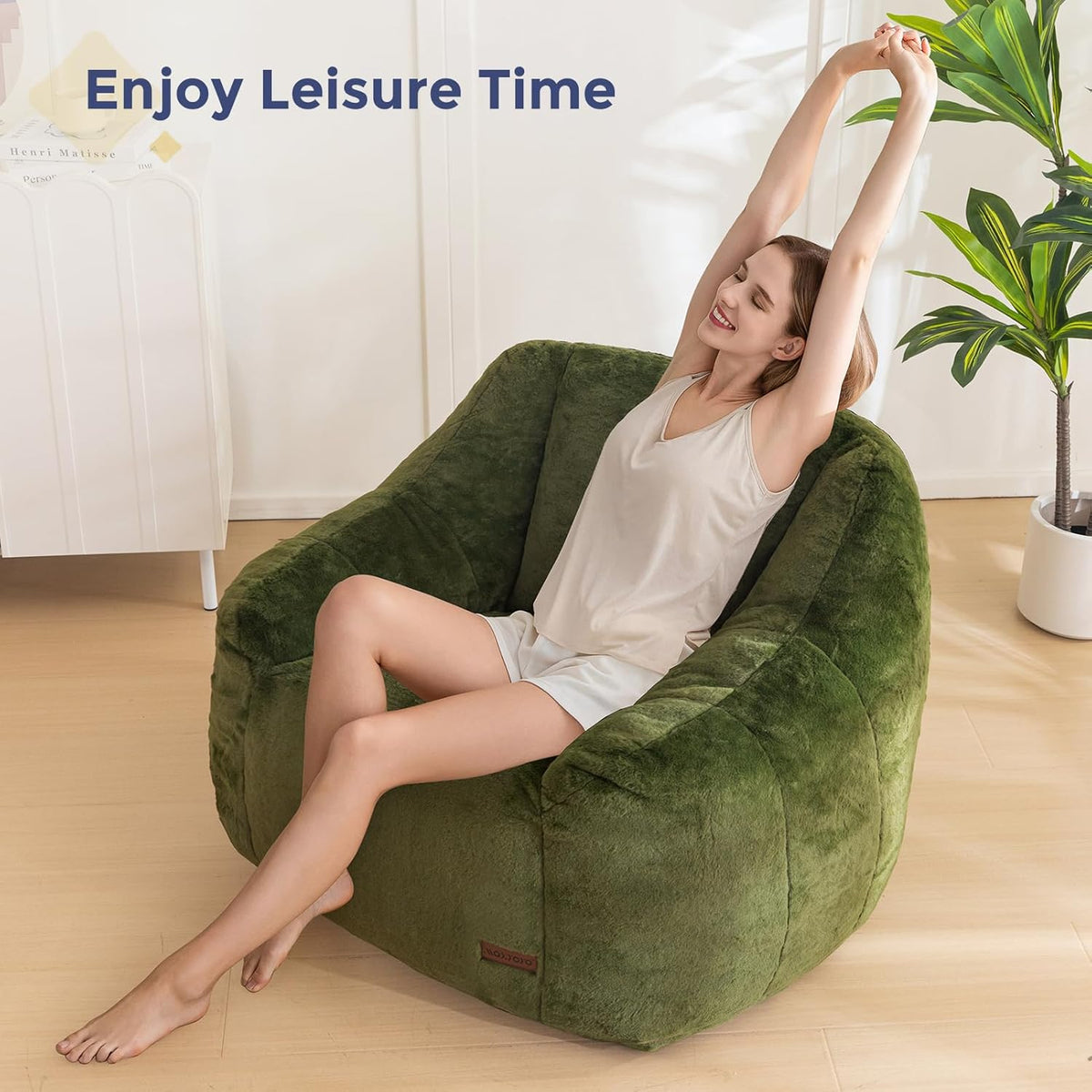 MAXYOYO Bean Bag Chair, Comfy Bean Bag Sofa with Back Support, Faux Fur Bean Bag Chair for Adults