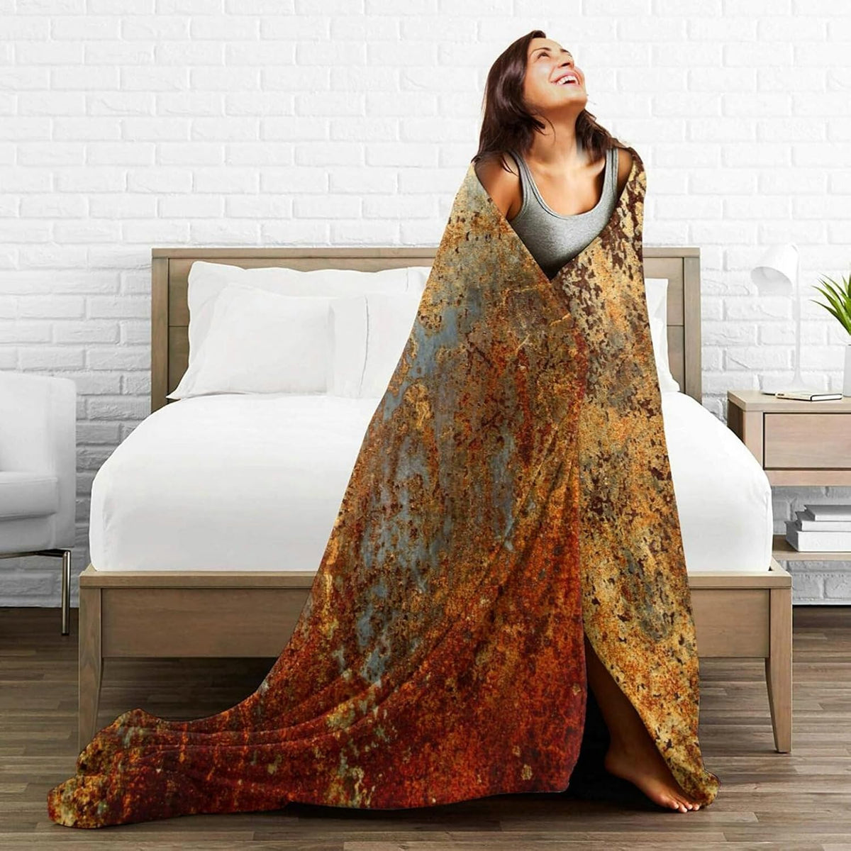 HGOD DESIGNS Brown Rust Colorful Metal Rusty Steel Iron Structure Blanket Throw Blanket Soft