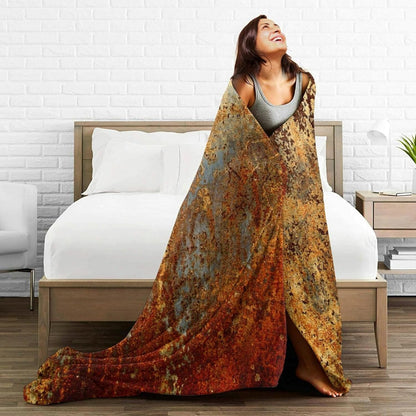 HGOD DESIGNS Brown Rust Colorful Metal Rusty Steel Iron Structure Blanket Throw Blanket Soft